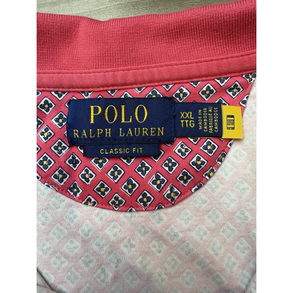 Polo Ralph Lauren Classic Fit Cotton Geometric Pink Polo Men Size 2XL Golf - Picture 6 of 11